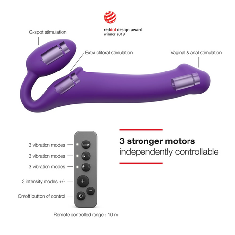 VIBRATING BENDABLE STRAP-ON - M - PURPLE