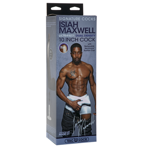 Doc Johnson Signature Cocks - Isiah Maxwell - 10 Inch ULTRASKYN Cock with Removable Vac-U-Lock Suction Cup - Chocolate