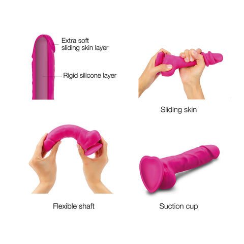 SLIDING SKIN REALISTIC DILDO FUCHSIA - L