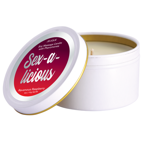 SOY MASSAGE CANDLE SEX-A-LICIOUS RAVENOUS RASPBERRY 4 FL OZ